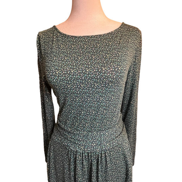 Boden Dress Womens Black Multicolor Polka Dots Fit Flare Jersey Size US 2 P - Picture 2 of 12